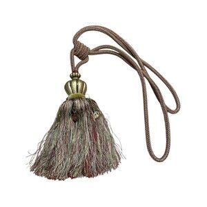 Vintage 1‎ Tie-back Tassel Golden Crown Finial Multicolor Threads 16” Large